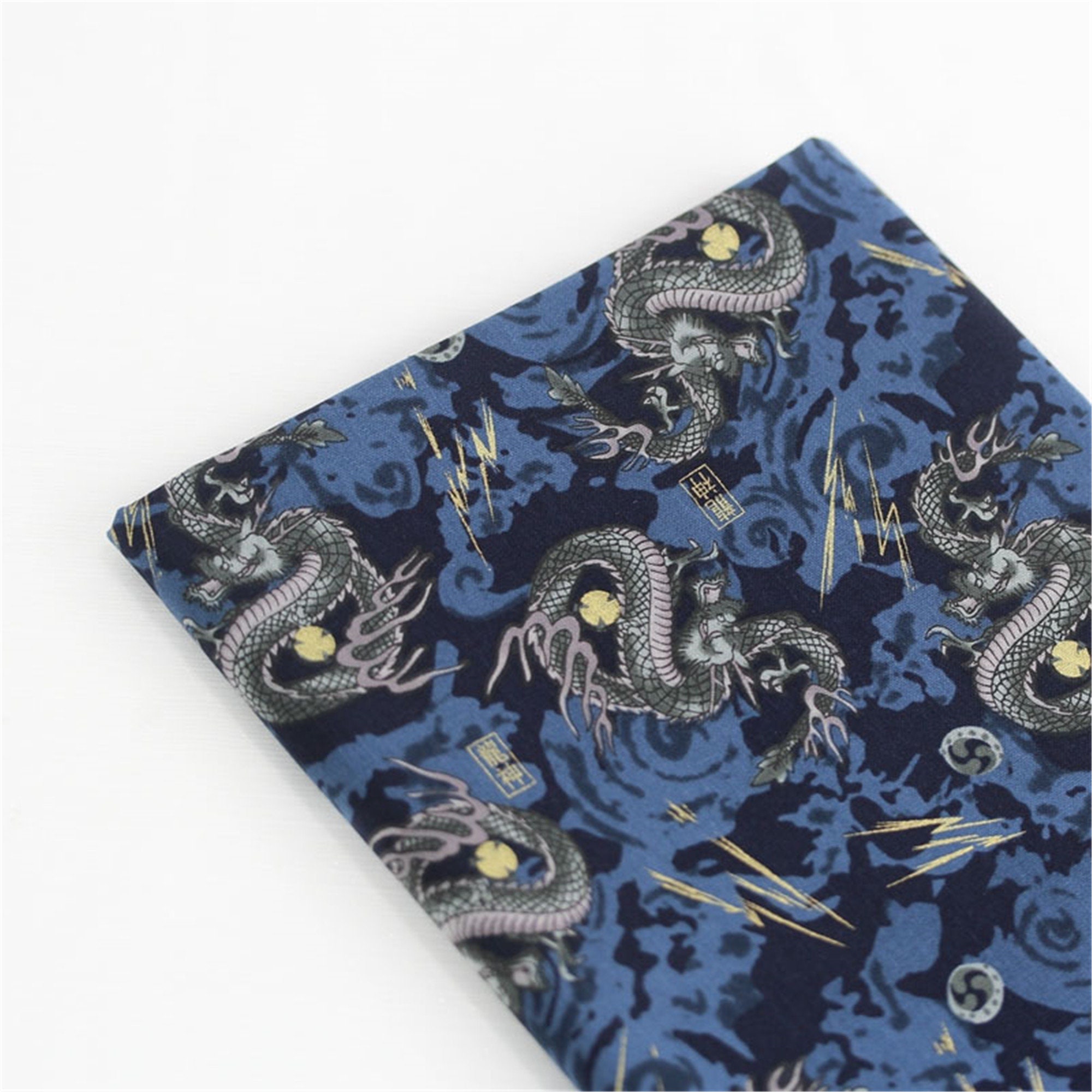 Japanese Dragons Cotton Fabric Etsy