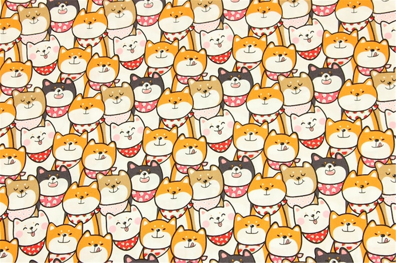 Japanischer Shiba Inu Hund Baumwollstoff um halb Meter Etsy
