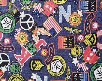 Amerikansk flagga skalle cool denimtyg med halv meter
