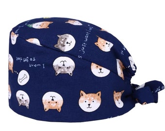 Kirurgisk skrubbmössa för hundar, Shiba Inu, med knappar
