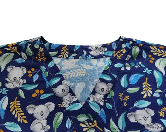 Koala Scrub Top,Scrub Top V Neck,Scrub Top Printed,Scrub Top Cute,Dental Scrub Tops,Veterinary Scrub Tops,Cotton Scrub Top,Scrub Top T Shirt
