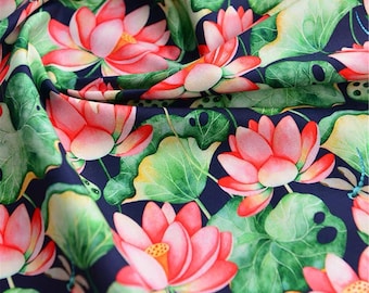 Lotustyg, Blommigt bomullstyg, Heminredning/Gardiner/Kläder/Quiltning/Möbelklädsel/Soffa/Stol/Kuddar/Borddukstyg