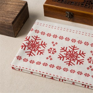 Snowflakes Fabric,Winter Fabric,Christmas Cotton Linen Fabric By Half Yard