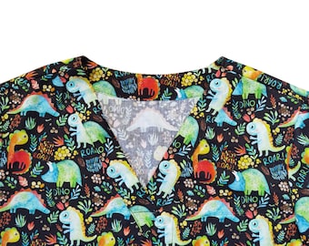 Dinosaurs Scrub Top,Scrub Top Personalized,Doctor Scrub Top,Scrub Top Man,Woman Scrub Top,Cute Scrub Top,Nurse Scrub Top,Animal Scrub Top