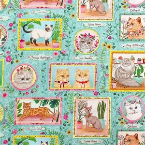 Cat Fabric,Cat Print Fabric,Vintage Fabric,Retro Fabric,Lolita Fabric,Quilting/Upholstery/Sofa/Home Decor/Drapery/Clothing/Apparel Fabric