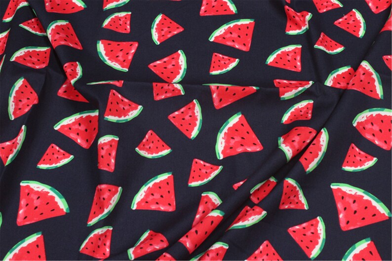 Watermelon Fabric,Home Decor/Drapery/Face Mask/Cap/Hat/Clothing/Apparel/Quilting/Upholstery/Sofa/Chair/Cushion/Pillow/Tablecloth Fabric Blue