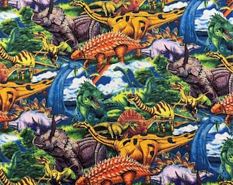 Dinosaurs Fabric,Quilting/Upholstery/Sofa/Chair/Cushion/Pillow/Tablecloth/Home Decor/Drapery/Face Mask/Cap/Hat/Clothing/Apparel Fabric