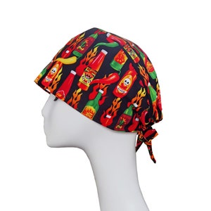 Horror Chili Pepper Scrub Hat: Handmade Cotton Surgical Cap