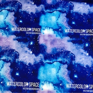 Watercolor Fabric,Gradient Fabric,Space Fabric,Starry Sky Fabric,Stars Fabric,Clouds Fabric By Half Yard