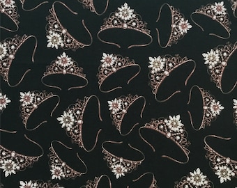 Princess Crown Fabric,Quilting/Upholstery/Sofa/Chair/Cushion/Pillow/Tablecloth/Home Decor/Drapery/Face Mask/Cap/Hat/Clothing/Apparel Fabric