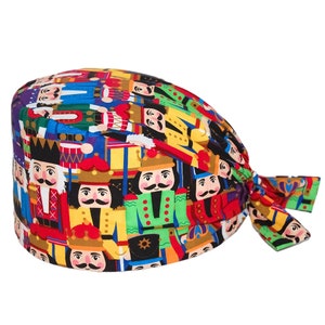 Nutcracker Print Scrub Hat: Unisex Cotton Surgical Cap with Buttons