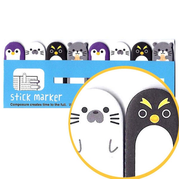 Penguin Memo Pad Post-it Index Tab Sticky Notes Bookmarks | Cute Affordable Stationery | Animal Themed