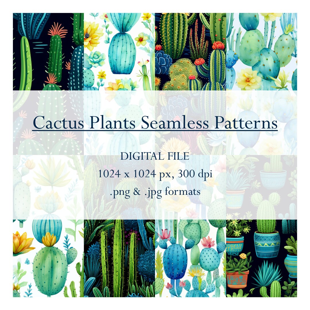 Simplicity Cactus Pattern Cactus Plants Seamless Patterns - Etsy