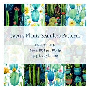 Cactus Plants Seamless Patterns