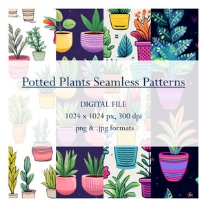 Potted Plants Seamless Patterns