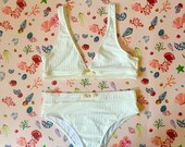 Sandy Shells White Ribbed Bikini Top Briefs Set