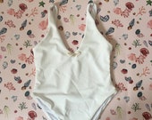 Sandy Shells White Ribbed Swimming Costume