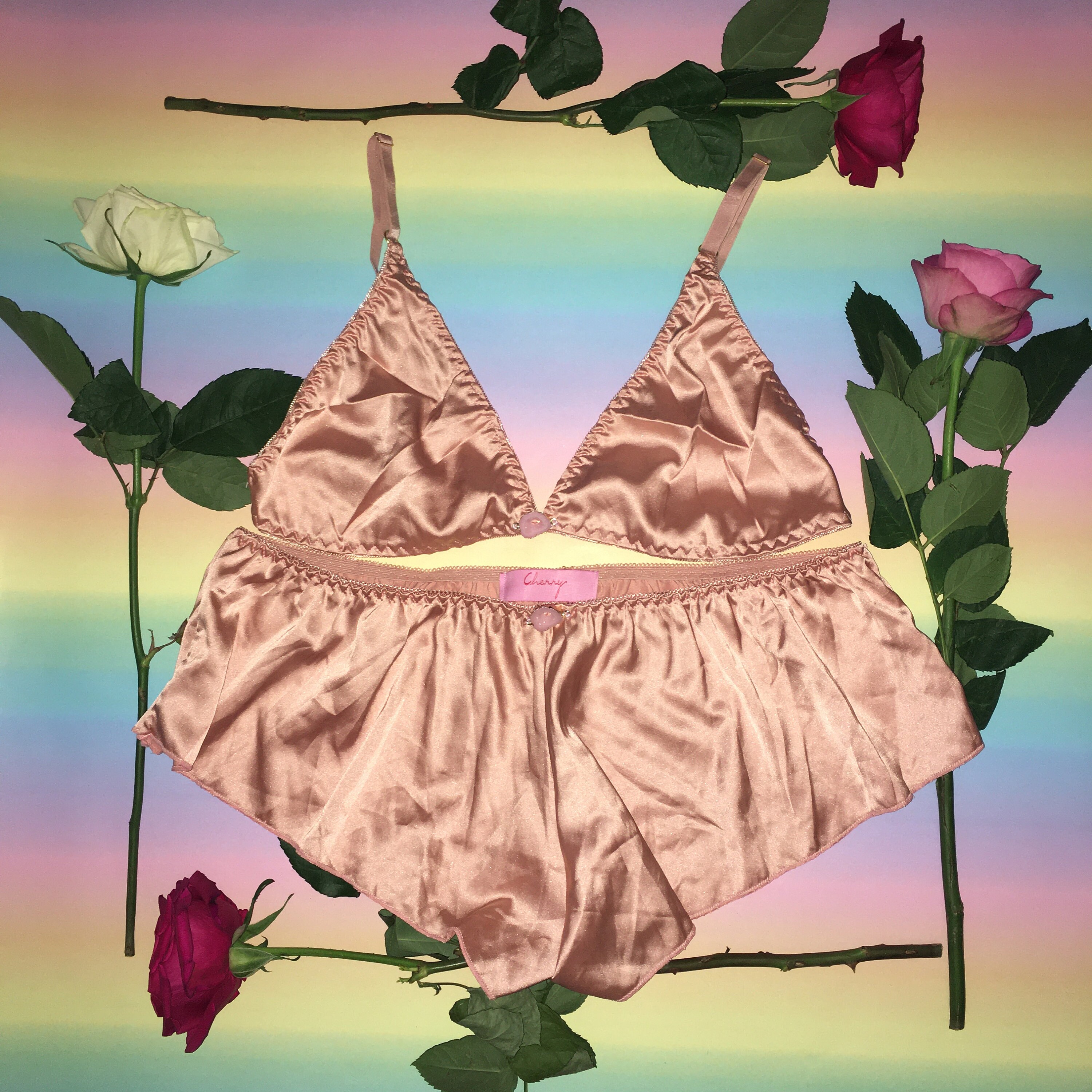 Rachel Rose Quartz Pink Bra French Knickers Lingerie Set Etsy