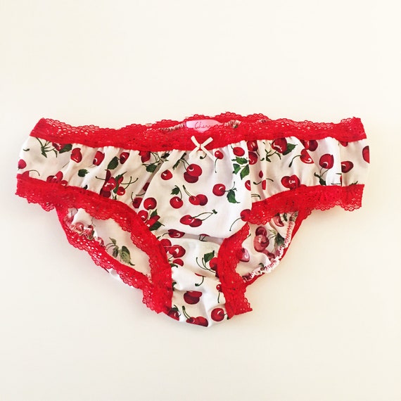 Chloe Cherries Printed Cotton White Knickers Fruity | Etsy