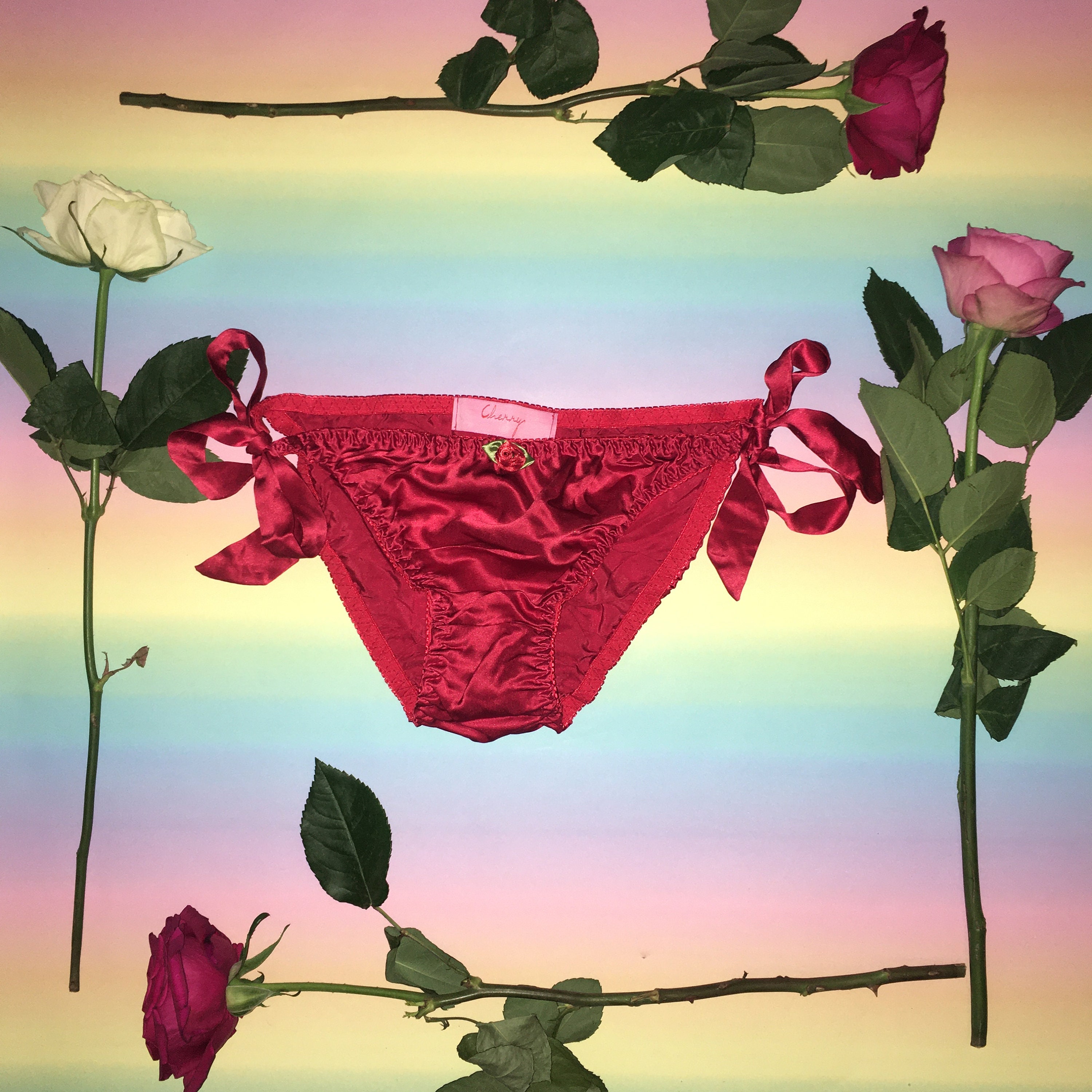 Valentines Lingerie Joan Red Silk Tie Sides Bows Knickers Etsy