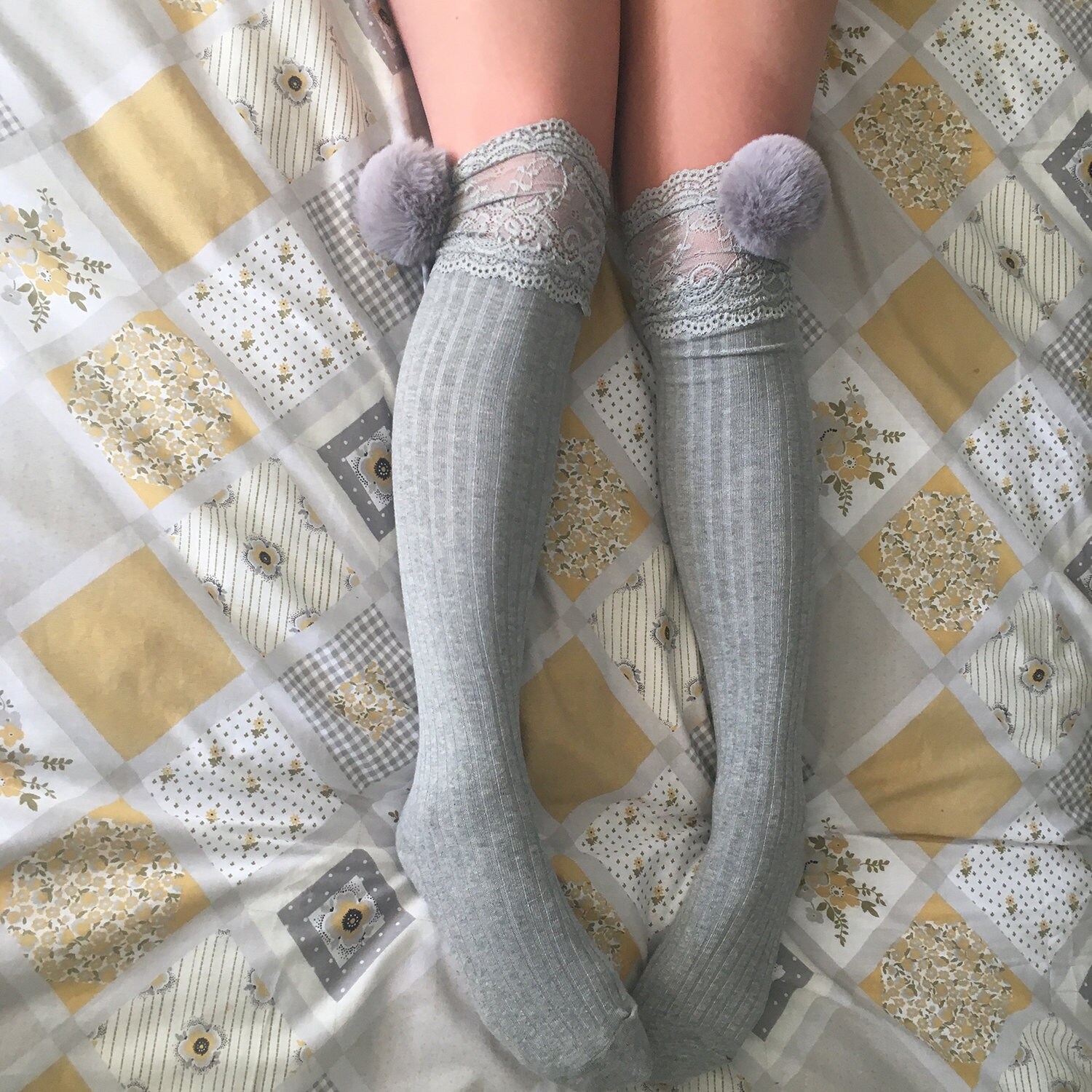 Cherry Grey Pom Poms \u0026 Grey Knit Lounge 