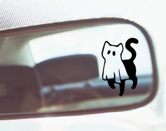 Ghost Cat Vinyl Decal: Halloween Car, Laptop Sticker