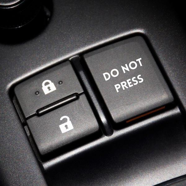 DO NOT PRESS Car Button Decal, Blank Button Stickers, Car Accessories for Women, Small Gift for Him