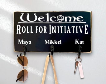 Roll For Initiative Key Holder for Wall, Christmas Gifts for Gamers, DnD Decor, Personalized DnD Gifts for Players, Dungeon Master Gift