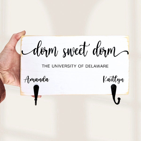 Personalized Dorm Sweet Dorm Key Holder for Wall, Dorm Decor for College Girls, Dorm Room Sign, University Essentials, Christmas Gift for