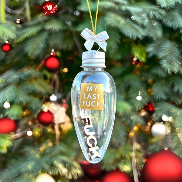Last Fuck to Give Plastic Light Bulb Christmas Ornament, Gag Gift for Friends, Funny Christmas Gift for Coworker, White Elephant Gift