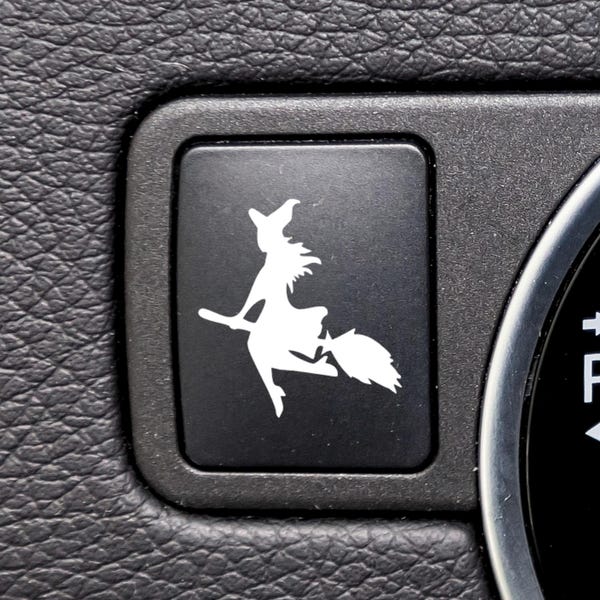 Sticker sorcière pour boutons de voiture vierges, accessoires de voiture effrayants pour femme, sticker voiture Halloween