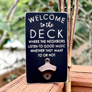 Welcome Sign, Porch Sign, Bottle Opener, Beer Sign, Wood Door Hanger, Front Porch Decor, Housewarming Gift, Beer Gift, Realtor Closing Gift