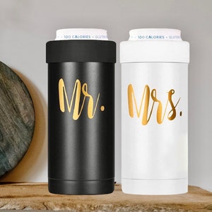 Mr and Mrs Can Cooler, His and Hers Tumblers, Christmas Gift for Couple, Bridal Shower Gift, Engagment Gift, Stainless Steel Insulated
