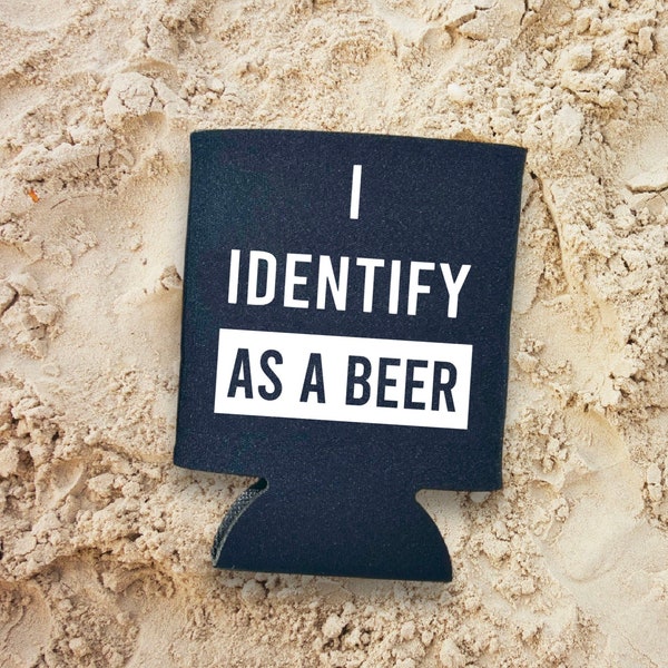 I Identify As A Beer Can Cooler, Stocking Stuffers for Men, Christmas Gift for Boyfriend, Funny Beer Gifts, Insulated Beverage Holder