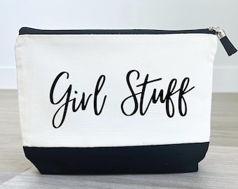 Bolsa de maquillaje Girl Stuff: Bolsa grande de lona para cosméticos