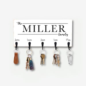 Personalized Family Name Sign with Key Hooks, Christmas Gift for Couples, Housewarming Gift,