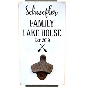 Lake House Sign Personalized Lake House Decor, Bottle Opener Sign, Last Name Sign for Wall, Lake Life, Cabin Sign
