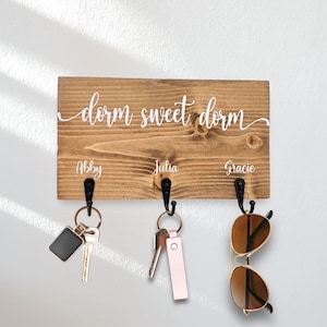 Personalized Dorm Sweet Dorm Key Holder for Wall, Dorm Decor for College Girls, Christmas Gift for College Student, University Essentials,