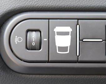 Calcomanía de café para botones de coche, accesorios bonitos para mujer, regalos para niñas y amantes del café.