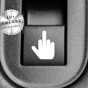 Middle Finger Vinyl Decal For Blank Car Buttons 2 Pack, Funny Car Accessories for Men, Gag Gift for Car Guy