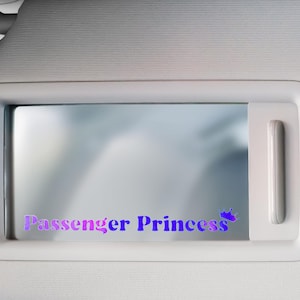 Passenger Princess Holographic Sticker, Car Decals for Woman, Car Accessories for Teens, Funny Gifts for Girlfriend, New Car Gift