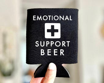 Emotional Support Beer Can Cooler, Beer Holder, Funny Gifts for Men, Long Distance Relationship Gift for Boyfriend, Mental Health Gift, Gag