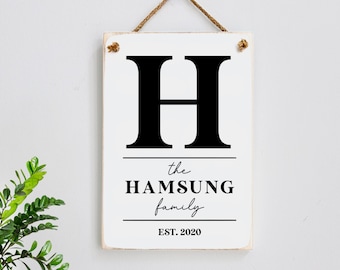 Letrero de madera personalizado con monograma de apellido, regalos personalizados para parejas, letrero personalizado con el nombre de la familia para recién casados, idea de regalo de bodas