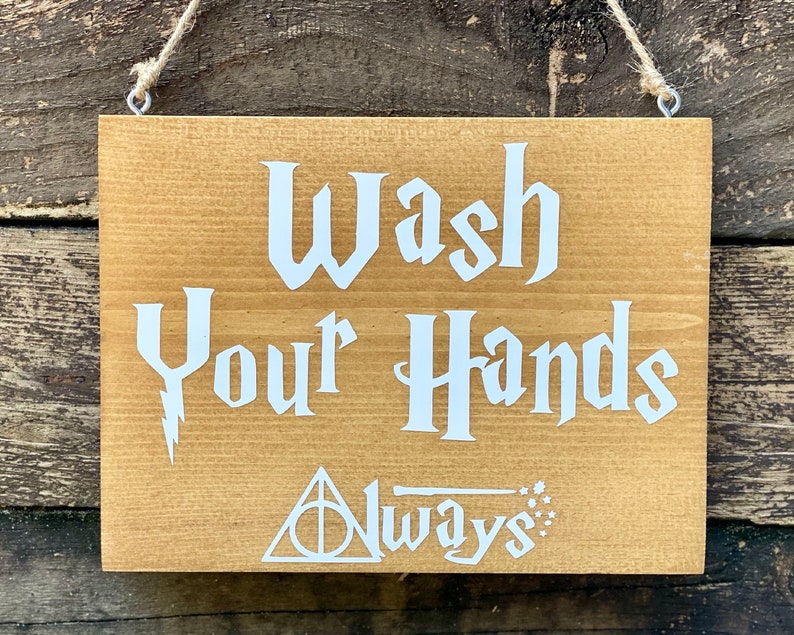 Wash Your Hands Harry Potter Wood Sign Bathroom Wall Decor Etsy