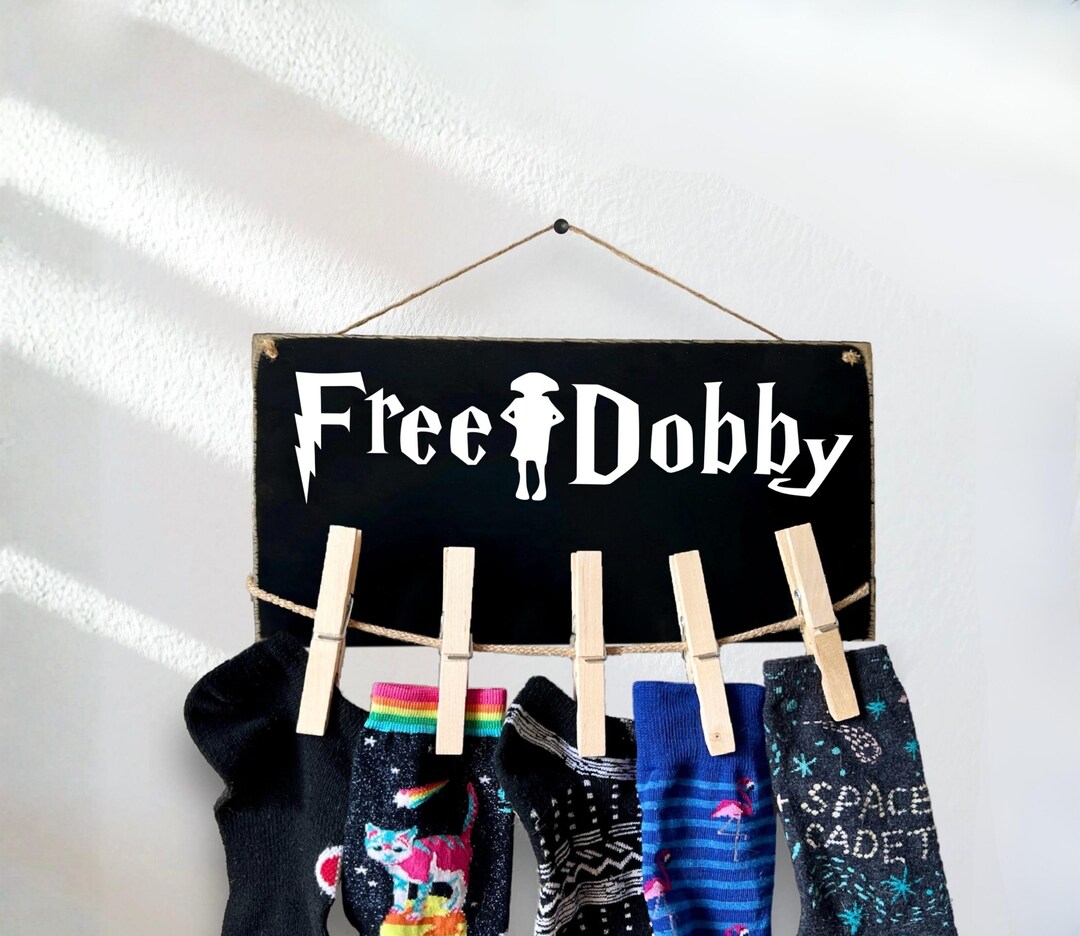 Free Dobby Sign With Sock Holder, House Elf Laundry Room Wall