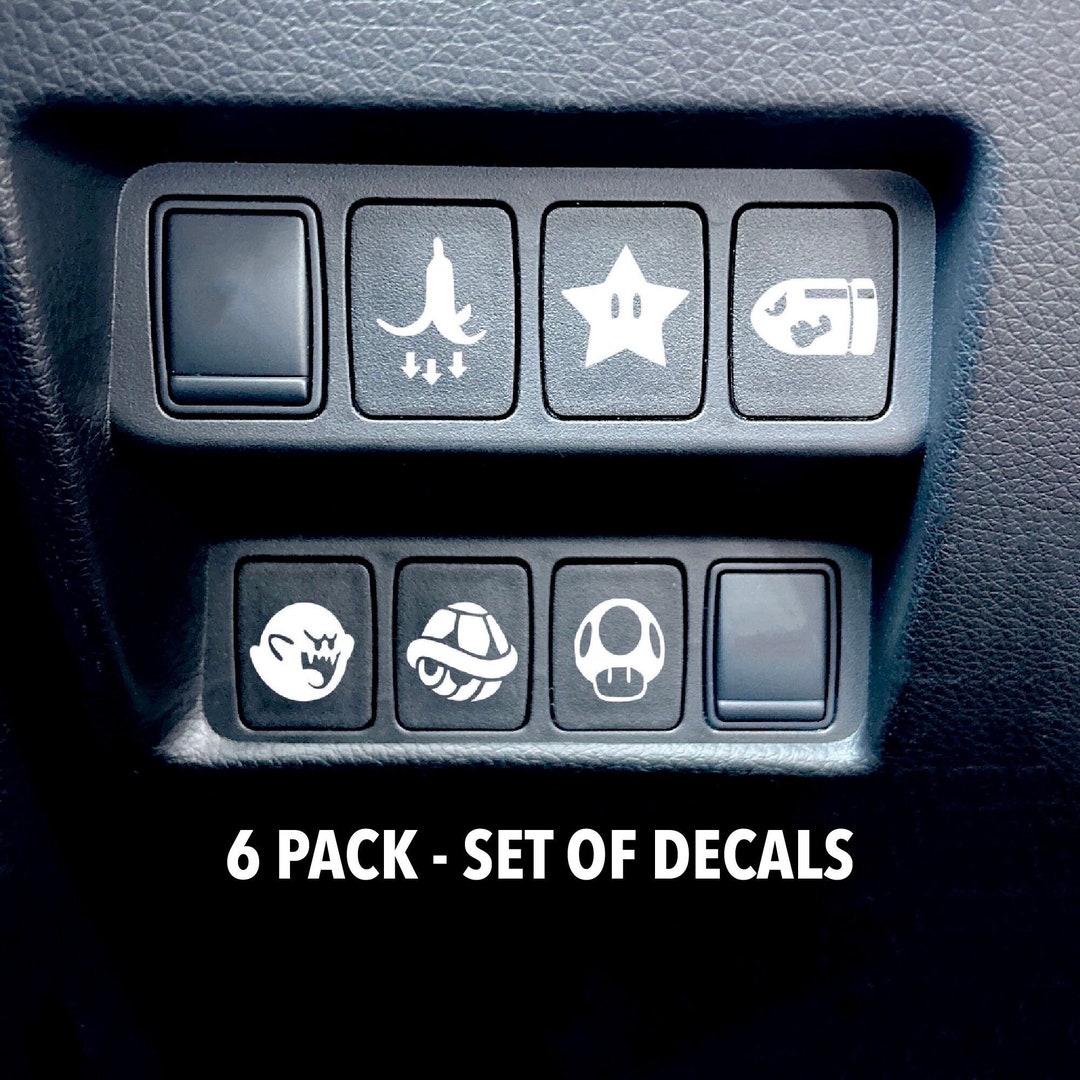 Funny Blank Buttons Decal for Cars 6PACK, Car Button Decals, Car