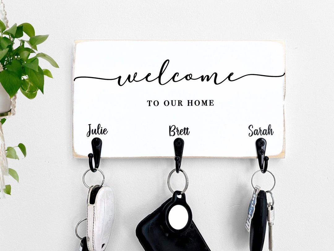 Welcome Home Key Sign Welcome to Our Home Personalized Key Holder for Wall, Custom Key Rack ...