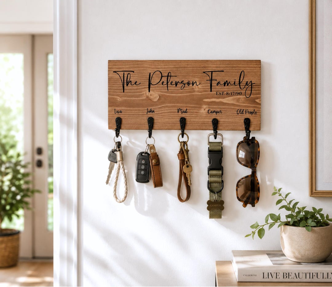 Custom Key Holder for Wall, Personalized Christmas Gift for Couple, Key ...