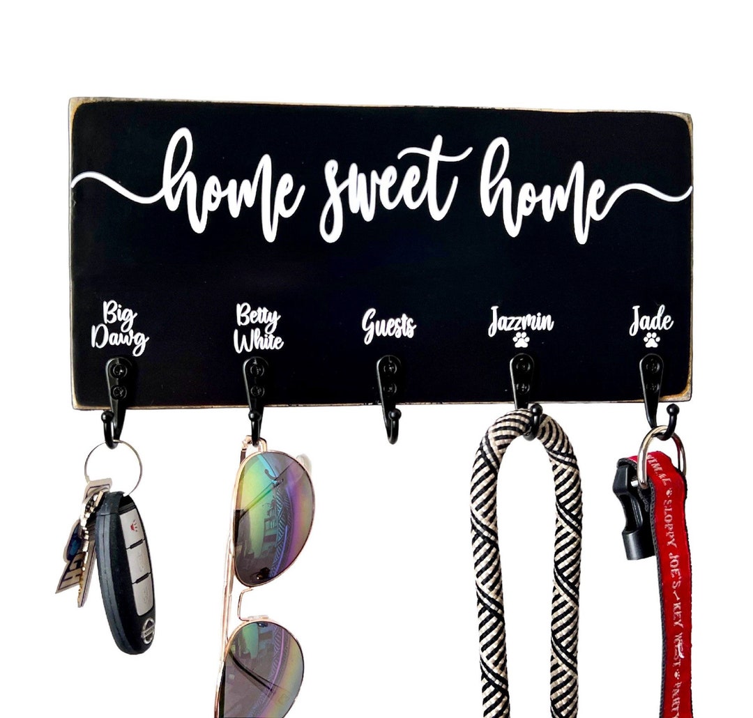 Home Sweet Home Personalized Key Holder Key Rack Dog Leash Etsy