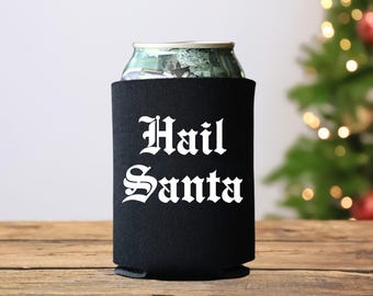 Enfriador de latas de cerveza "¡Salve Santa!", Regalos divertidos para hombres, Regalos de brujas para mujeres, Regalo navideño con humor negro, Regalos navideños góticos